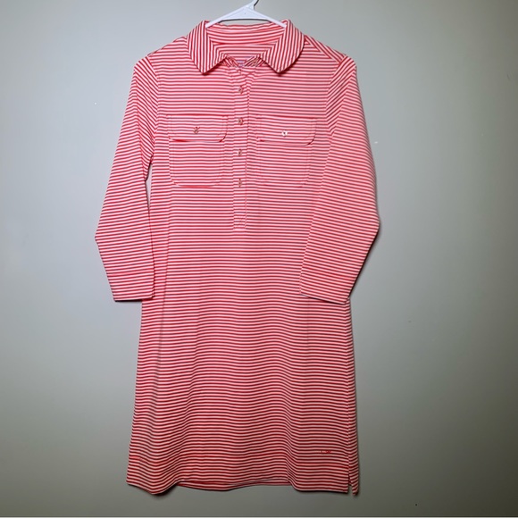 Vineyard Vines | Red Women's Striped Performance Margo Shirt Dress | size XS - Picture 2 of 7